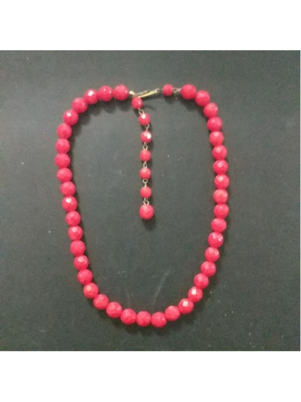 Vintage Western Germany Faceted Red Glass Bead Choker Statement Necklace